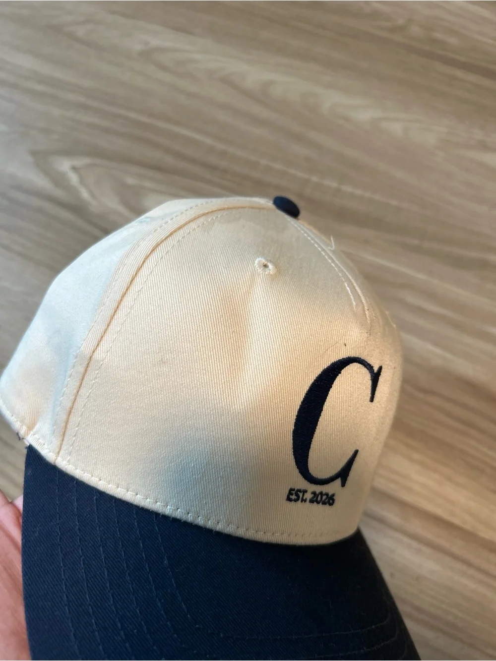 Kids Navy and Cream Embroidered Baseball Cap